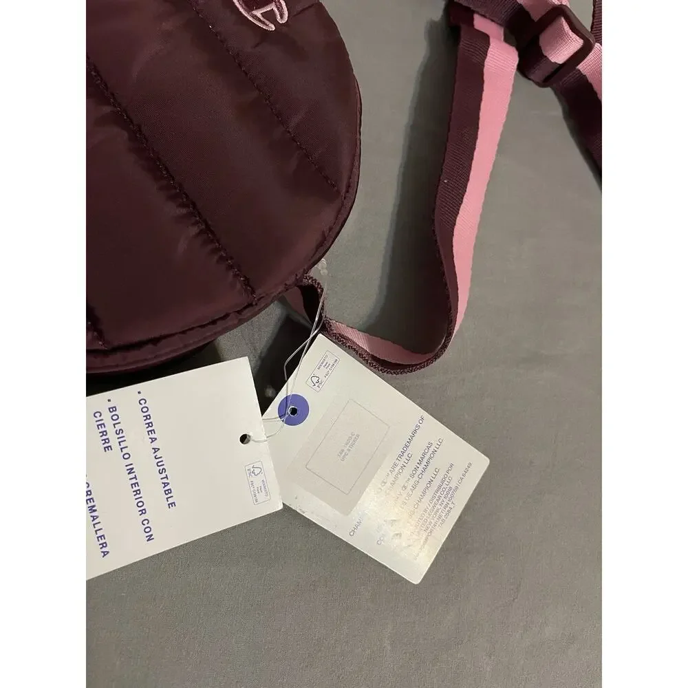 NWT Champion Quilted Crossbody Bag Maroon Pink Adjustable Strap